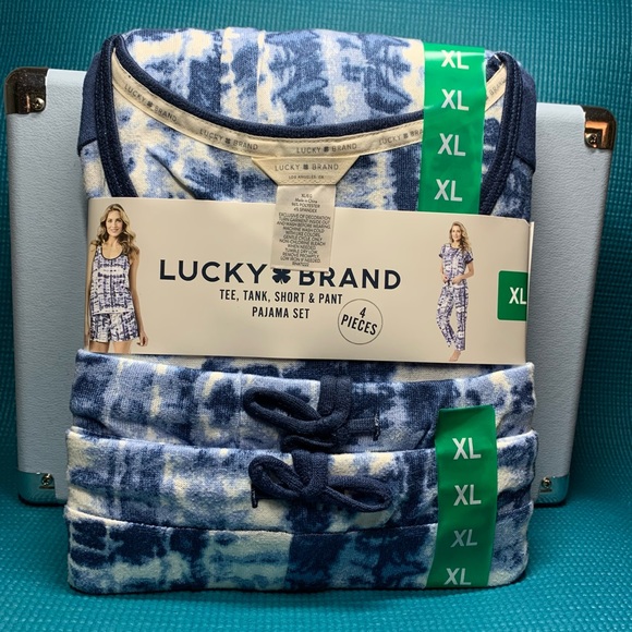 Lucky Brand Ladies' Blue (Winter Tie Dye) 4-Piece Pajama Set NWT - Picture 6 of 14